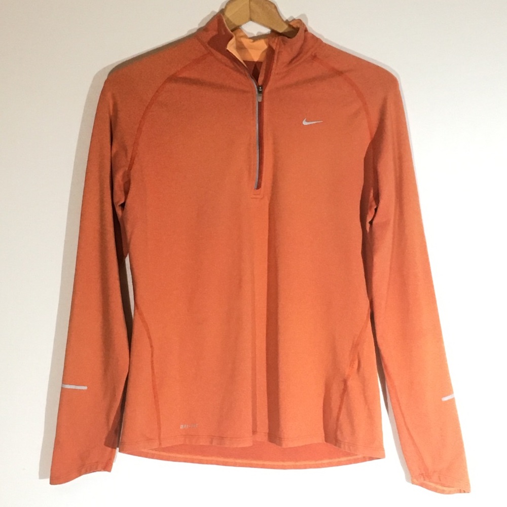 Nike Dri Fit Orange 1/4 Zip Pullover Large